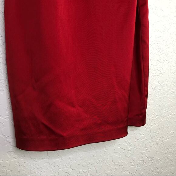 Cache red sleeveless ruched satin sheath dress size 2 NWT romantic cocktail - Picture 6 of 16